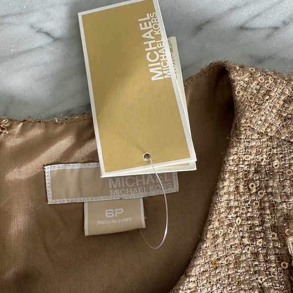 Michael Kors Sequined Gold Tweed Dress - Picture 7 of 12